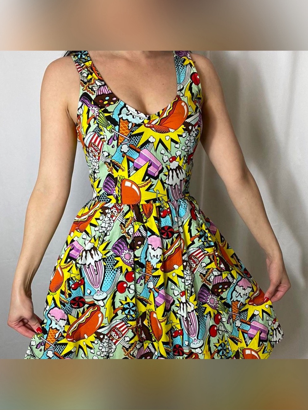 ModCloth x Folter - Good Enough To Eat - Pop-Art Comic Food Print Dress